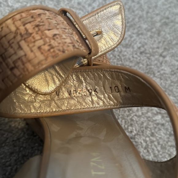 Stuart Weitzman Rattan Cork Wedge Sandal Size 10 - Picture 5 of 7